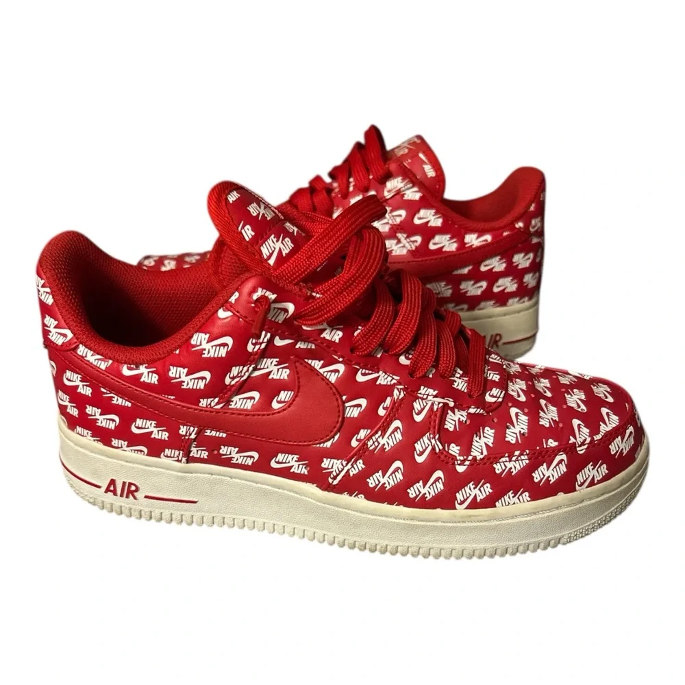 Nike‎ Air Force 1 “All Over Logo” Red/White Sz 7.5